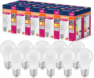 Osram LED Star Value Classic A40 LED Lampe Für E27 Sockel, Birnenform, FR, 470 L