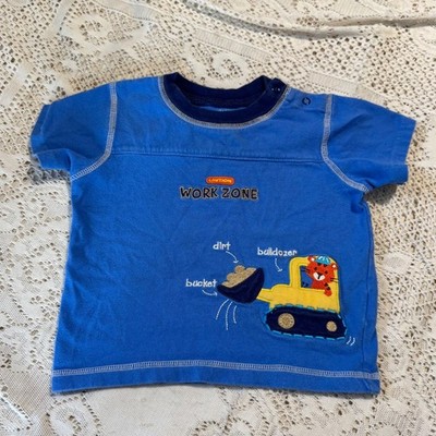 Child of Mine by Carters Blue Work Zone Bulldozer Graphic Tee 24M snap shoulder