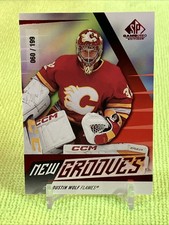 /199 Dustin Wolf RC 2023-24 SP Game Used #NG-1 RED New Grooves - Calgary Flames