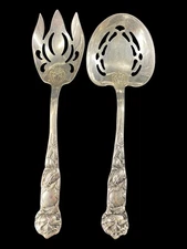 William Adams W.A. Italy Silverplate Serving Salad Fork & Spoon