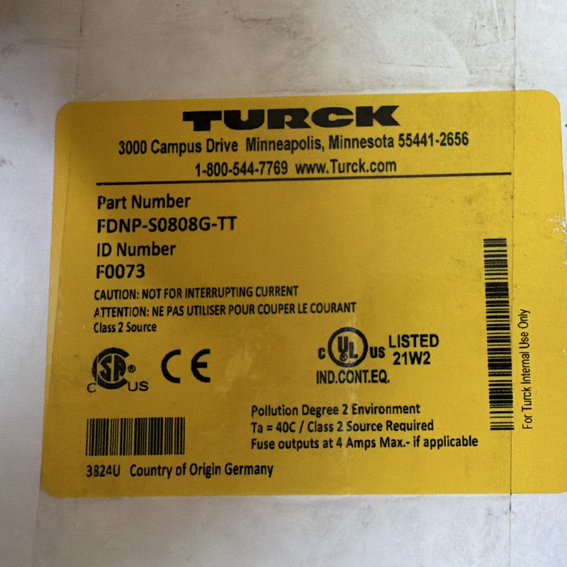 Turck TBEN-LG-8DIP-8DOP Digital PLC I/O Module DeviceNet FDNP-S0808G-TT