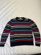 Loft Striped Texture Sweater Women  s M Lightweight 100 Cotton Long Sleeve