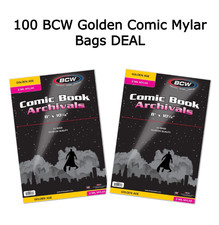 100 BCW Mylar Beutel Golden Age Comics 2 Mil S&auml;urefrei Sicher Aufbewahrung 1-...