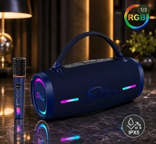 Wireless Party Bluetooth Karaoke Speaker W/ Mic 100w Singe Black New Open Box 