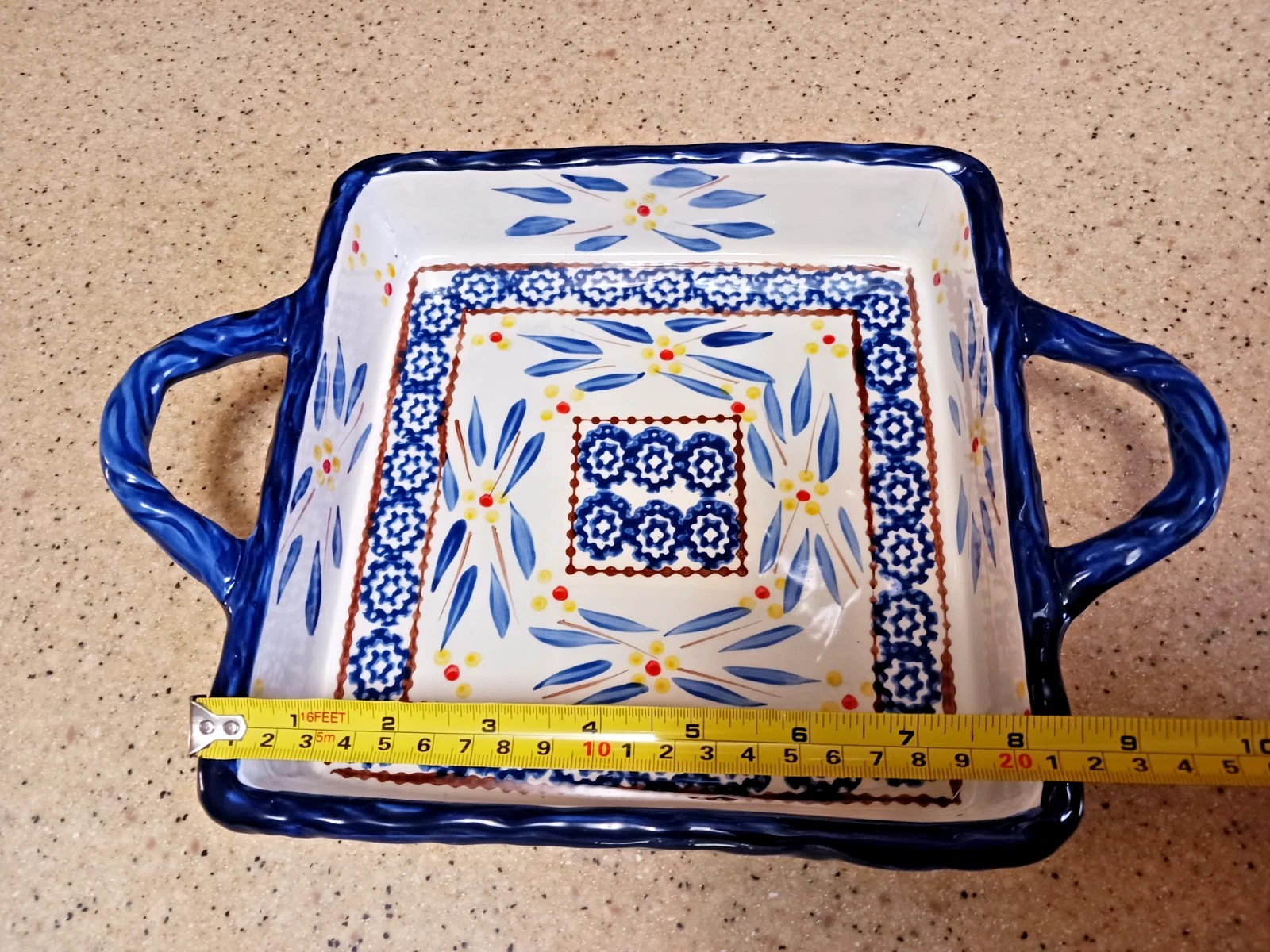 Temptations Tara Old World Blue Shallow 8" Casserole Dish PPP-SQ-782007