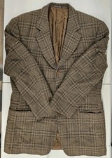VTG Ermenegildo Zegna Soft Wool/Nylon Tweed Check Plaid Sport Coat Jacket 44 R