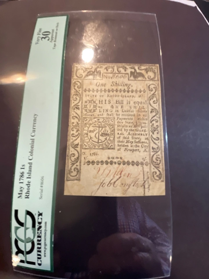 1786 1 Schiling Rhode Island currency VF 30 - Image 2 of 4