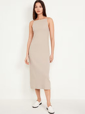 Old Navy NWT Long Maxi Dress Sleeveless Beige Ribbed Knit Dress Women's size M