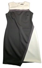 Tommy Hilfiger Women Colorblock Sheath Dress Sleeveless BlackWhite Gray Size 14