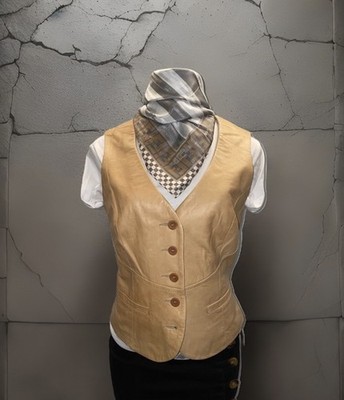 Vintage Danier Italian Tan Soft Luxury Leather 5-Button Vest w/ Pockets XS