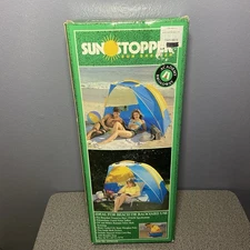Academy Broadway Vintage Retro Blue & Yellow Sun Stopper Sun Shelter, NIB