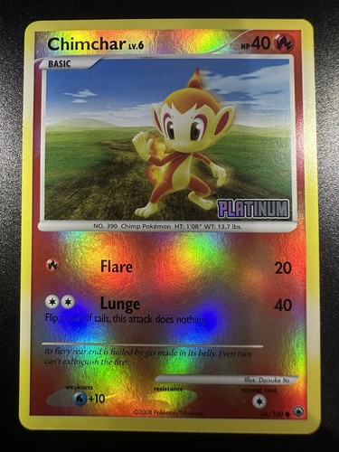 2008 Pokemon Chimchar 56/100 Burger King Promo Stamped Platinum Reverse Vintage