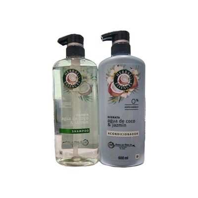 Herbal Essences 2pk agua de coco & jazmin SHAMPOO & CONDITIONER  600 ml each