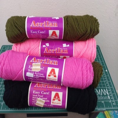 Vtg.  Lot of 8 Yarn Malina Acrilan 100% Acrylic Knitting Yarn 4 Ply 4 Oz Various