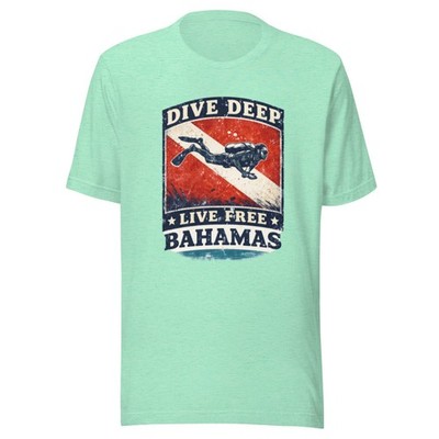 Vintage Bahamas T-Shirt - DIVER SHIRT - Dive Deep Live Free - MINT