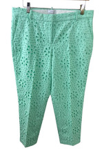 J Crew NEW Cafe Capri Pastel Green Pinwheel Floral Eyelet Pants sz 8 Preppy