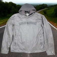 Genuine HARLEY-DAVIDSON Embroidered Skull Flames Back Denim Jacket Men’s Size L