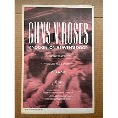 GUNS N ROSES  KNOCKIN' ON HEAVEN'S DOOR POSTER SIZED original music press advert