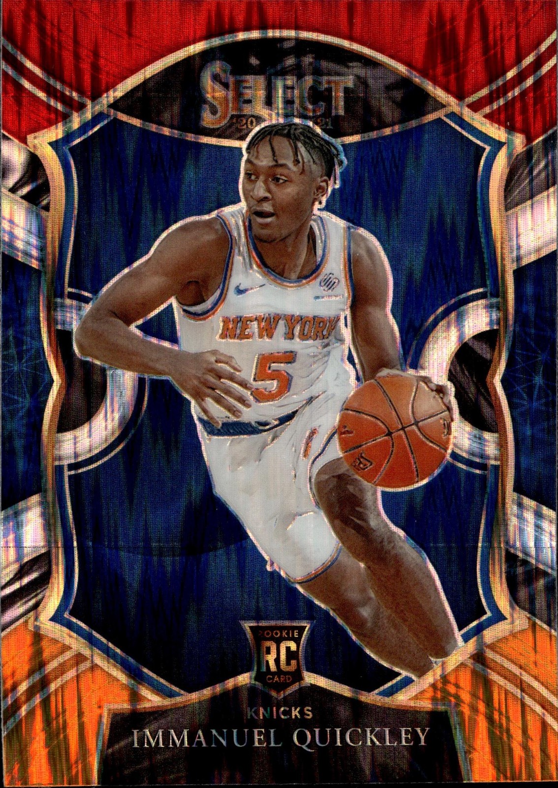 2020-21 Panini Select Red White Orange Flash Immanuel Quickley Rookie Card #85