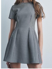 Zara HOUNDSTOOTH MINI DRESS Size UK M BNWT 0051/569 BNWT