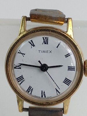 Vintage Timex Watch Women Gold Tone Stretch Band Date Manual  display picture 1