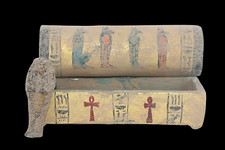 UNIQUE PHAROH ANCIENT EGYPTIAN USHABTI WOODEN BOX Horus Son and Key Life Protect