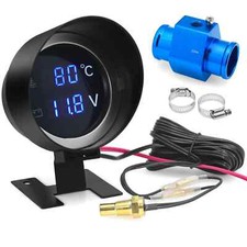 Round Led Digital Car Water Temp Gauge  Voltmeter 2in1 WaterTemperature Adapter