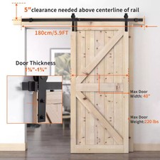 Stainless Steel 5/6FT/6.6FT Sliding Wood Barn Door Track System Kit Hardware Set