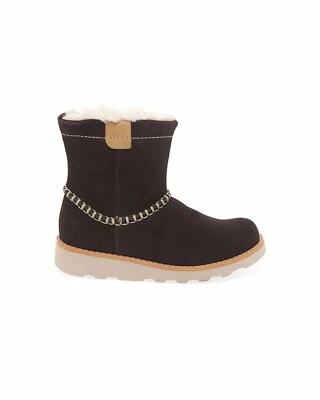 BNIB Clarks Baby Girls Crown Piper Brown Suede Air Spring Boots