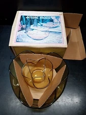 Vintage Anchor Hocking Accent Modern 3 Piece Chip and Dip Set with original box