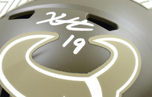 Xavier Hutchinson Signed Texans Salute to Service Speed Mini Helmet- Beckett W - Picture 10 of 11