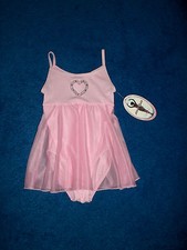 GIRLS PINK BLUE HEART MORET DANCE SKATING LEOTARD OUTFIT SIZE 6 - 7 SMALL NWT