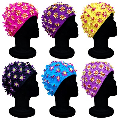 CHEX rose polyester Elastisch Schwimmen Hut Blume Ausschnitt Bunt Design