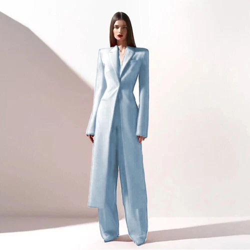 Fashion Women's Suit Long Jacket 2 Pieces Formal Wedding Party Ladies Work Wear - Picture 12 of 32