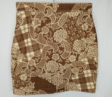 Access cottagecore cabincore Faux wool plaid floral women's skirt EU 42  8 