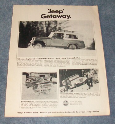 1968 Jeep Commando Wagoner CJ5 Vintage Ad ''Jeep Getaway''