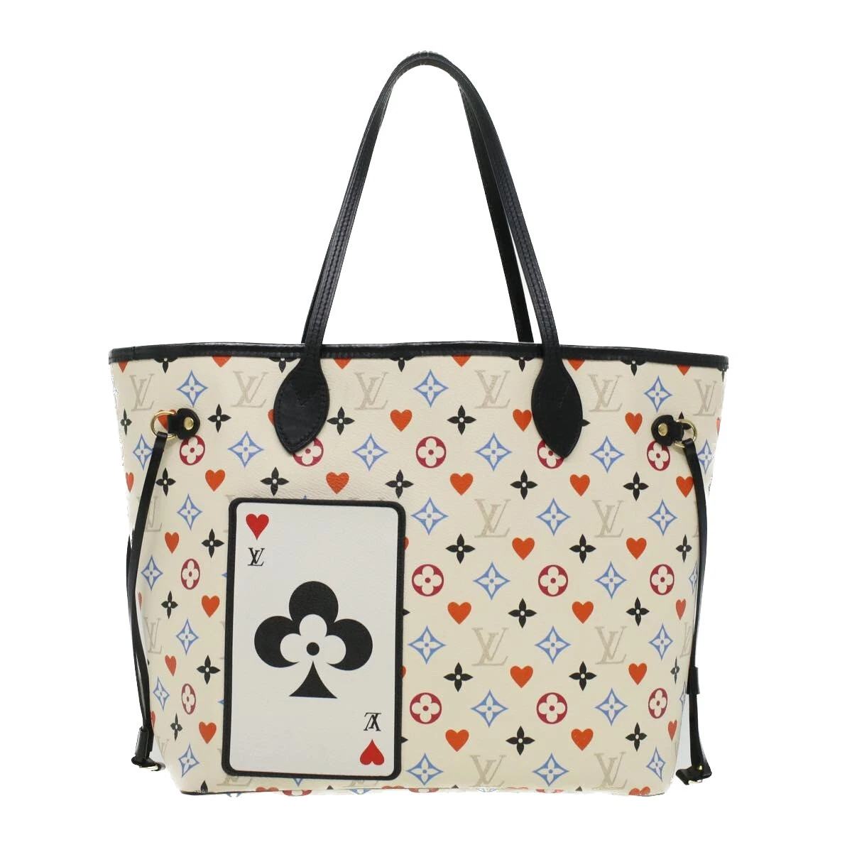 LOUIS VUITTON Monogram Game On Neverfull MM Tote Bag White M57462