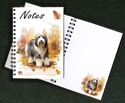 Bearded Collie Hund Notizbuch/Notizblock + kleines Bild auf jeder Seite von Starprint