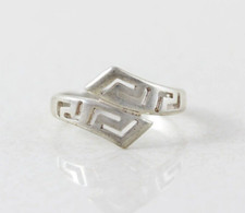 Sterling Silver Greek Key Bypass Ring Size 7