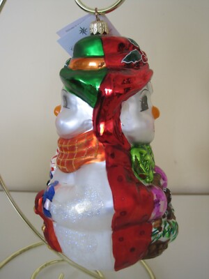 NWT 1999 Vintage Christopher Radko THE SNOWBERGS Two Sided Snowman POLAND 6'' 