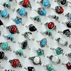 30pcs Alloy Rings For Womens Wholesale Lots Mixed Turquoise Alloy Ring