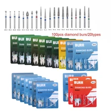 100 Pcs Dental Diamond Burs For High Speed Handpiece Medium FG 1.6mm USA