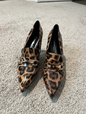 New W/O Tag SIZE 9.5 Aachcol 4  Heel Leopard Print - Gold Tone Accents