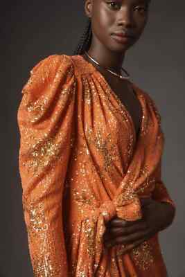 orange sunny mood sequin long sleeve mini dress Iridescent Sequin Long Sleeve Dress in Orange