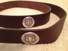 Men's Brown Leather Belt with New Mexico Lobos Conchos Size 32 R+
