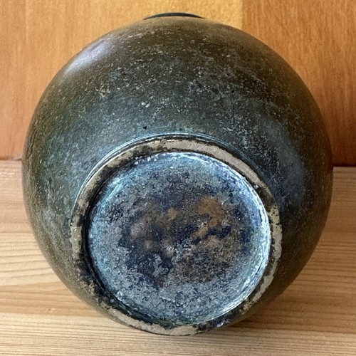 Antique Japanese Meiji Period 7.38” Green-Brown Mythical Creature Bronze Vase - Picture 9 of 9