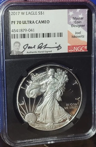 2017 W Silver Eagle PF70 NGC Iskowitz Flag Label