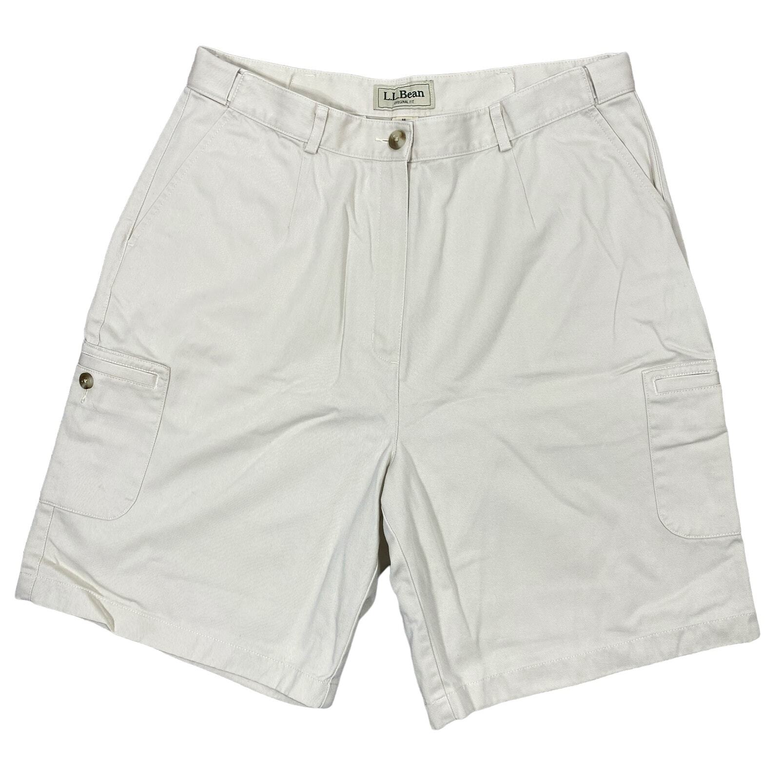 LL Bean Cargo Shorts Women's 16R Light Tan Bayside Twill High-Rise Hiking Gorp