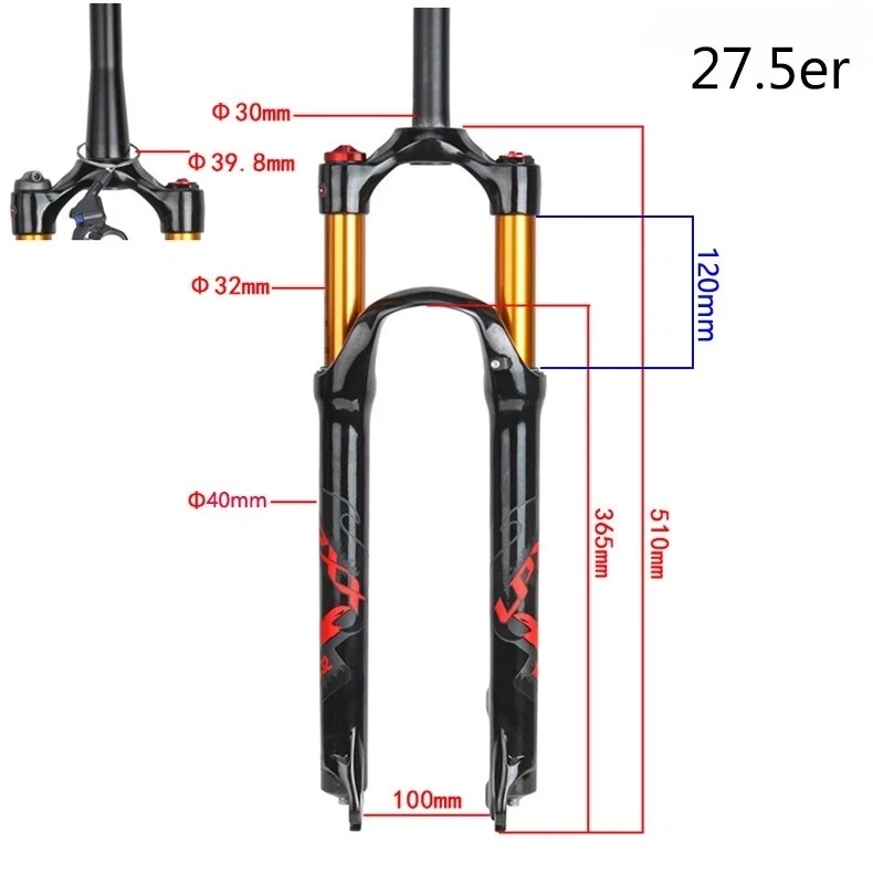 Bicycle Air Fork 26/27.5 /29er MTB Mountain Bike Suspension Fork 120mm Travel - Image 4 of 4