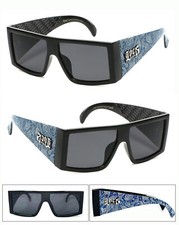 LOCS Locs Mens Authentic Thick Arms Flat Top Sunglasses OG Styles Blue Bandana